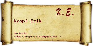 Kropf Erik névjegykártya